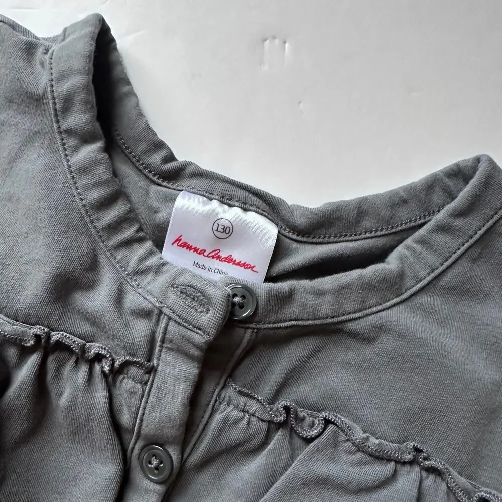 Hanna Andersson Gray Ruffle Cardigan - Size 130 / 8